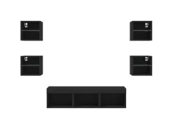 TV-Wände^vidaXL 7-tlg. Wohnwand mit LED-Beleuchtung Schwarz Holzwerkstoff Modell 1