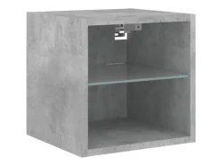 vidaXL 7-tlg. Wohnwand mit LED-Beleuchtung Betongrau Holzwerkstoff