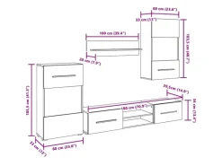 vidaXL 5-Tlg Wohnwand mit LED-Beleuchtung Mattschwarz Holzwerkstoff 3324230