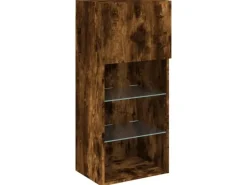 vidaXL 5-Tlg Wohnwand mit LED-Beleuchtung Räuchereiche Holzwerkstoff 3216729