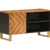 vidaXL TV-Schrank Braun und Schwarz 80x31,5x46 cm Massivholz Mango