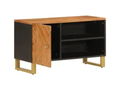 vidaXL TV-Schrank Braun und Schwarz 80x31,5x46 cm Massivholz Mango