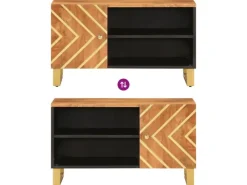 vidaXL TV-Schrank Braun und Schwarz 80x31,5x46 cm Massivholz Mango