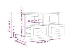 vidaXL TV-Schrank Grau Sonoma 80x35x50 cm Holzwerkstoff