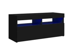 Wohnwände|TV-Wände^vidaXL TV-Schrank mit LED-Leuchten Schwarz 90x35x40 cm