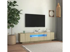 Wohnwände|TV-Wände^vidaXL TV-Schrank mit LED-Leuchten Sonoma-Eiche 160x35x40 cm