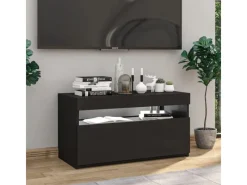 vidaXL TV-Schrank mit LED-Leuchten Schwarz 75x35x40 cm