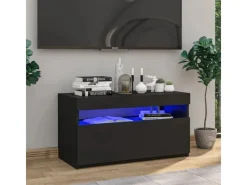 vidaXL TV-Schrank mit LED-Leuchten Schwarz 75x35x40 cm