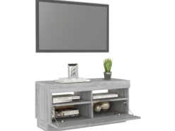 vidaXL TV-Schrank mit LED-Leuchten Grau Sonoma 80x35x40 cm