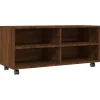 Wohnwände|TV-Wände^vidaXL TV-Schrank mit Rollen Braun Eiche 90x35x35 cm Holzwerkstoff