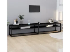 Wohnwände|TV-Wände^vidaXL TV-Schrank Schwarz 220x40x40,5 cm Hartglas