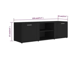 vidaXL TV-Schrank Schwarz 120x34x37 cm Holzwerkstoff