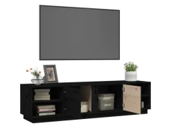 vidaXL TV-Schrank Schwarz 156x40x40 cm Massivholz Kiefür