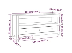 vidaXL TV-Schrank Schwarz 114x35x52 cm Massivholz Kiefür