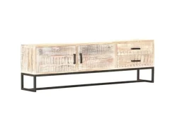 vidaXL TV-Schrank Weiß 140 × 30 × 45 cm Massivholz Akazie