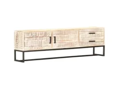vidaXL TV-Schrank Weiß 140 × 30 × 45 cm Massivholz Akazie