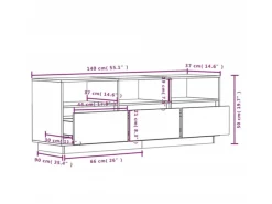 vidaXL TV-Schrank 140x37x50 cm Massivholz Kiefür