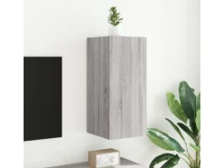 vidaXL TV-Wandschrank mit LED-Leuchten Grau Sonoma 30,5x35x70 cm