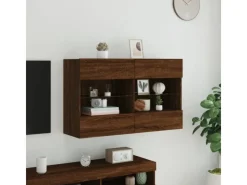 vidaXL TV-Wandschrank mit LED-Leuchten Braun Eichen-Optik 3