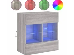 vidaXL TV-Wandschrank mit LED-Leuchten Grau Sonoma 58,5x30x60,5 cm
