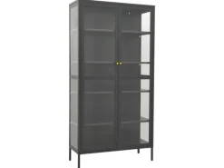 vidaXL Vitrine Anthrazit 90x40x180 cm Stahl und Gehärtetes Glas