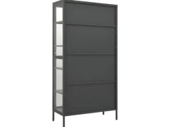 vidaXL Vitrine Anthrazit 90x40x180 cm Stahl und Gehärtetes Glas