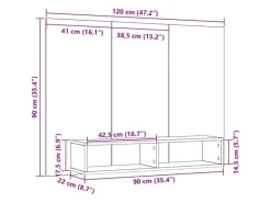 TV-Wände^vidaXL Wand TV Schrank 120 x 23,5 x 90 cm Holzwerkstoff 875185