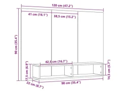 TV-Wände^vidaXL Wand TV Schrank Schwarz Eichen-Optik 120 x 23,5 x 90 cm 875187