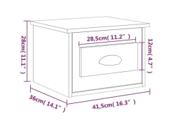 vidaXL Wand-Nachttisch Räuchereiche 41,5x36x28 cm