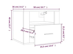 vidaXL Wand-Nachttische 2 Stk Betongrau 50x36x40 cm