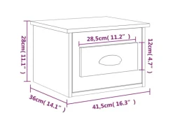 vidaXL Wand-Nachttische 2 Stk Grau Sonoma 41,5x36x28 cm