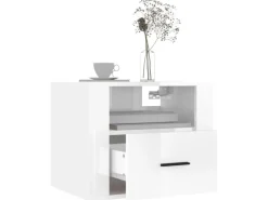 vidaXL Wand-Nachttische 2 Stk Hochglanz-Weiß 50x36x40 cm