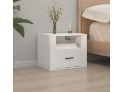 vidaXL Wand-Nachttische 2 Stk Hochglanz-Weiß 50x36x40 cm