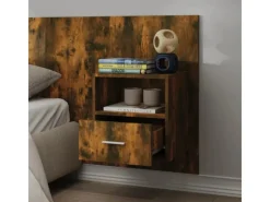 vidaXL Wand-Nachttische 2 Stk Räuchereiche Holzwerkstoff Modell 1