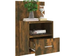 vidaXL Wand-Nachttische 2 Stk Räuchereiche Holzwerkstoff Modell 1