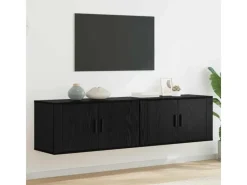 TV-Wände^vidaXL Wand-TV-Schrank Set Wandmontiert 2-Tlg Schwarz Eichen-Optik 3415603