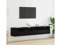 TV-Wände^vidaXL Wand-TV-Schränke 2 Stk Schwarz Eichen-Optik 80 x 30 x 30 cm 882933