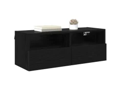 TV-Wände^vidaXL Wand-TV-Schränke 2 Stk Schwarz Eichen-Optik 80 x 30 x 30 cm 882933
