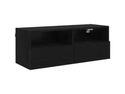 TV-Wände^vidaXL Wand-TV-Schränke 2 Stk Schwarz Eichen-Optik 80 x 30 x 30 cm 882933