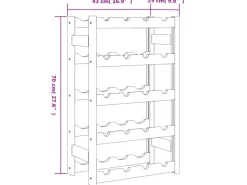 vidaXL Weinregal für 20 Flaschen Schwarz Massivholz Kiefer 43 x 25 x 70 cm