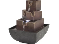 Zimmerbrunnen^vidaXL Zimmerbrunnen mit LED Polyresin Grau und Braun