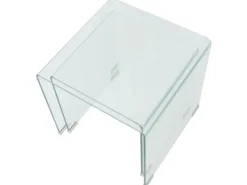 vidaXL Zweiteiliges Satztisch-Set aus gehärtetem Glas Transparent 244191