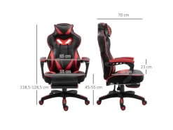 Vinsetto Stühle^Bürostuhl mit Einziehbare Fußstütze 65 x 70 x 118 5-128 5cm