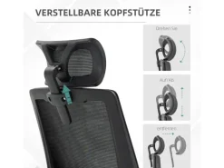 Vinsetto Stühle^Bürostuhl mit Wippfunktion Mesh Schwarz 58L x 61B x 102-119H cm