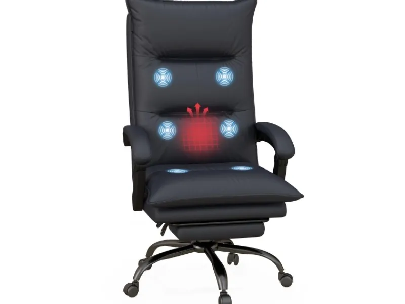 Vinsetto Stühle^Massage-Bürostuhl mit Heizfunktion und Fußstütze