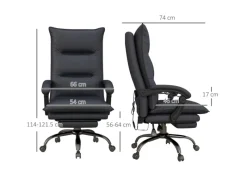 Vinsetto Stühle^Massage-Bürostuhl mit Heizfunktion und Fußstütze