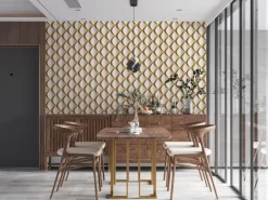 AS-Creation Vliestapete 3D Design Glänzend Leicht Strukturiert Gold Weiß FSC®