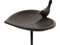 Vogeltränke Herz auf Stecker aus Gusseisen 86 cm Antik Braun