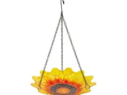 Vogeltränke Hängend Glas Blume Gelb Ø 27 cm