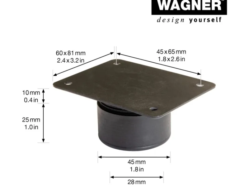 Wagner Möbelfuß Justus Lounge QuickClick mit Anschraubplatte 4er Set